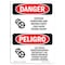 Signmission OSHA, Exposed Conveyors & Moving Parts Bilingual, 18in X 12in Rigid Plastic, 12" W, 18" H, Spanish OS-DS-P-1218-VS-1216 - alternate 1